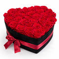 Red Roses | Black Velvet Heart | Medium Box