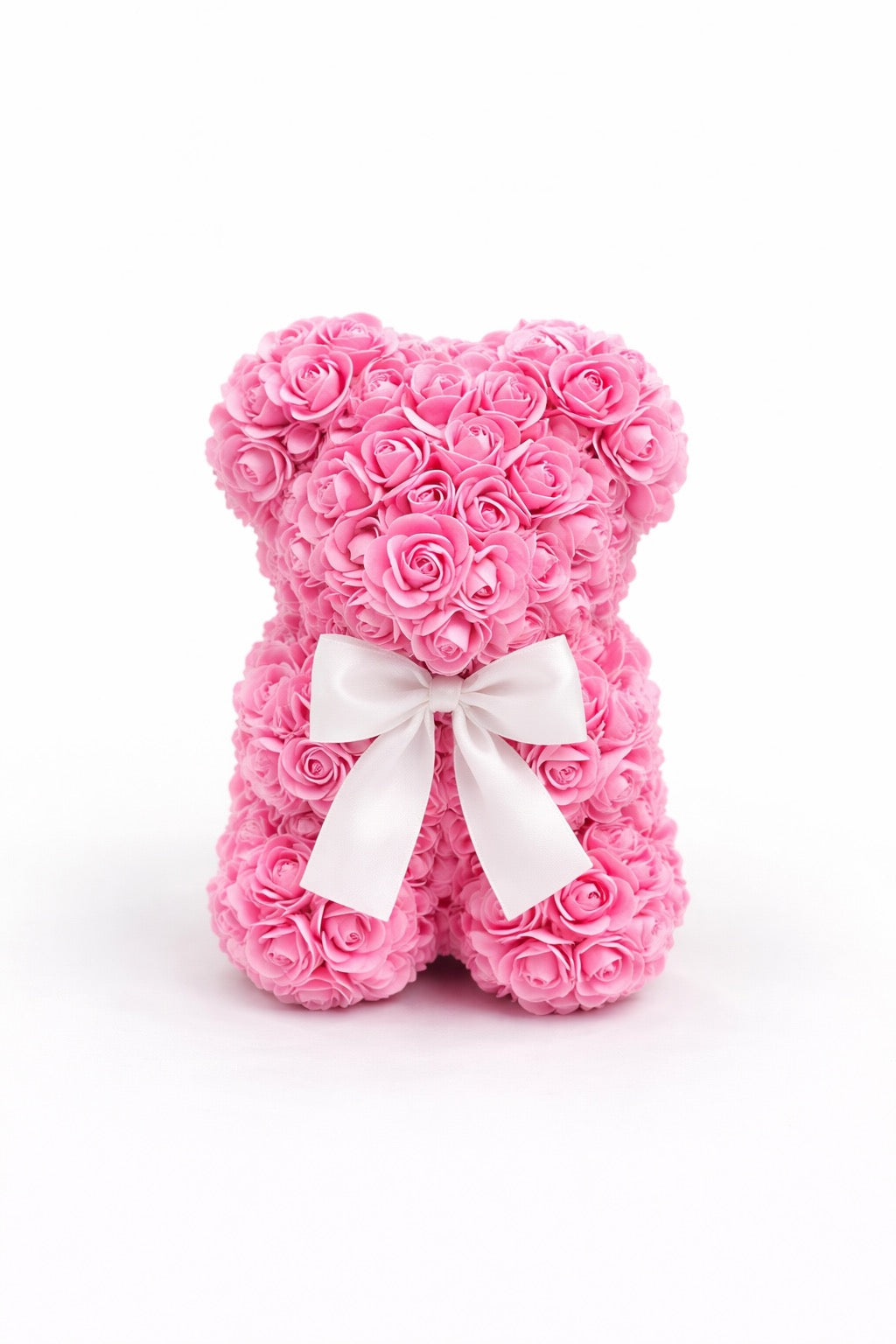 Pink Rose Teddy Bear | 10" | Crystal Clear Gift Box