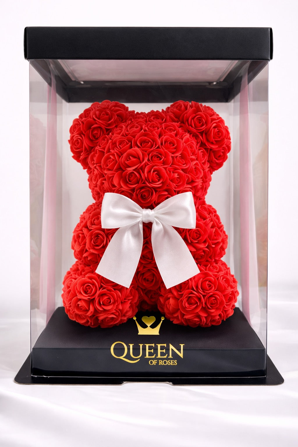 Red Rose Teddy Bear | 10" | Crystal Clear Gift Box
