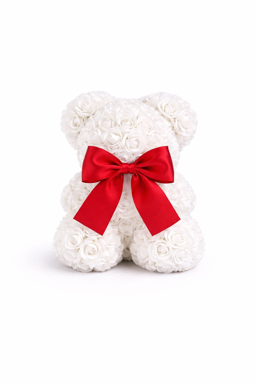 White Rose Teddy Bear | 10" | Crystal Clear Gift Box