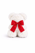 White Rose Teddy Bear | 10" | Crystal Clear Gift Box